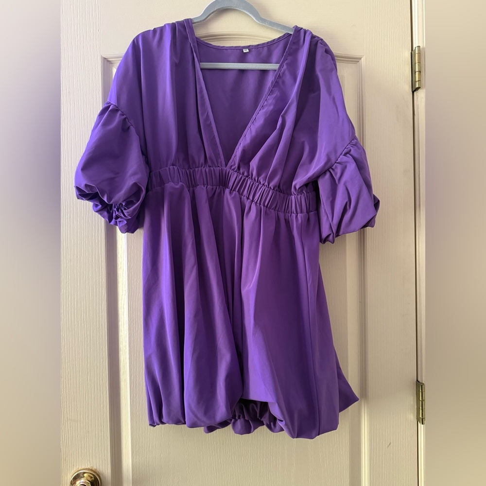 Purple Balloon Hem Mini Dress | Size XL | Amazon